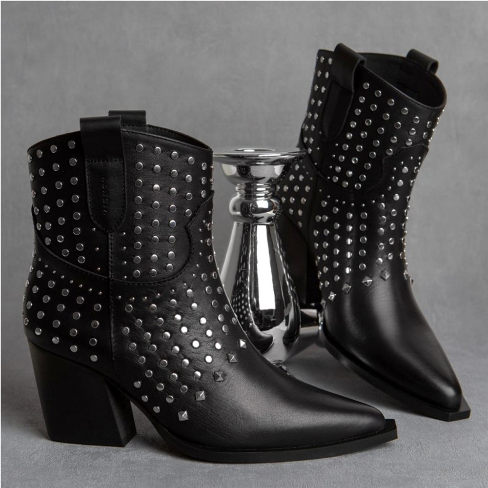 VIENTY botín tacón tachuelas piel... VIENTY botín tacón tachuelas piel...