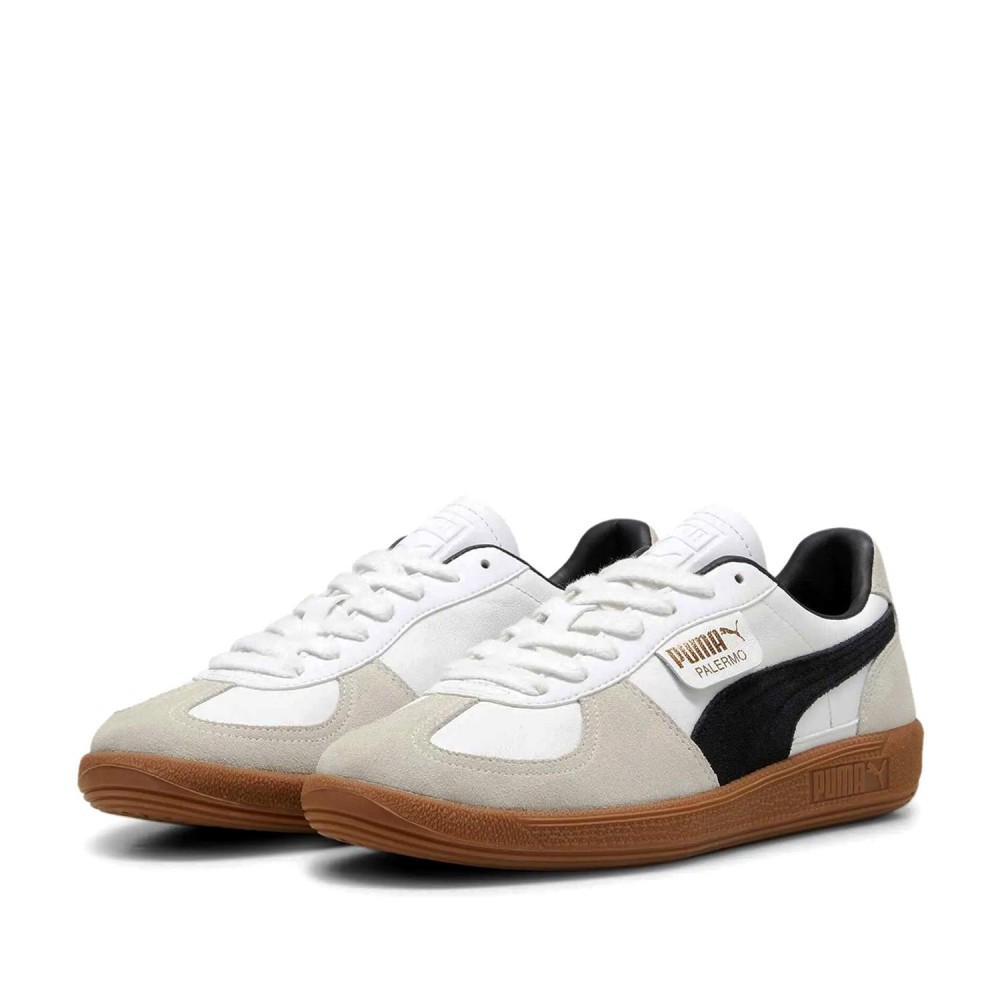 PUMA Palermo en piel blanco y ante beige