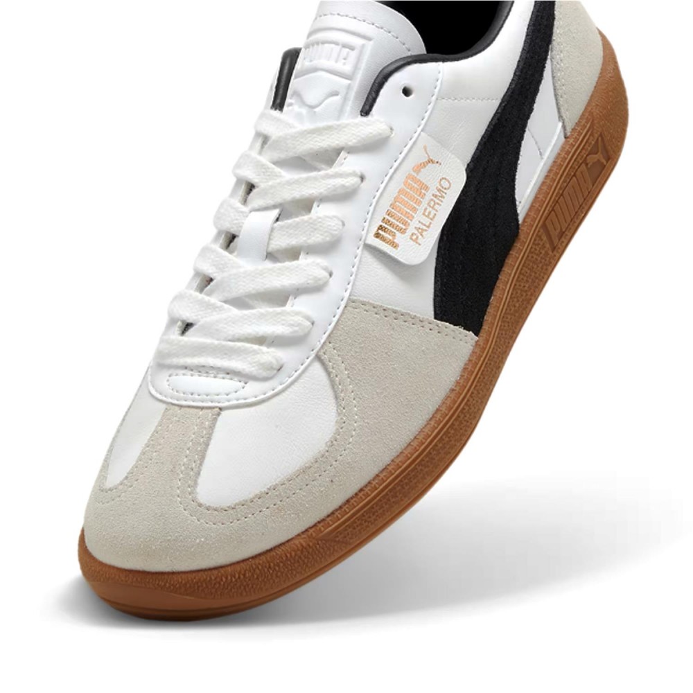 PUMA Palermo en piel blanco y ante beige