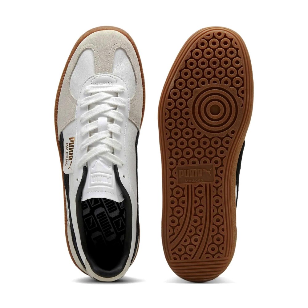 PUMA Palermo en piel blanco y ante beige